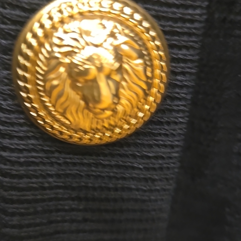 Balmain Black Knit Cardigan with Gold Medallion Buttons - Picture 3 of 6